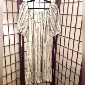 EUC White and Blue Striped Dress with Pockets! Size XXL Tall
